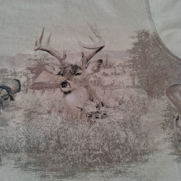 Redhead Henley Shirt Men XL Buck Deer Turkey Hunting Hunt Tan Animals Cabincore - Picture 7 of 10